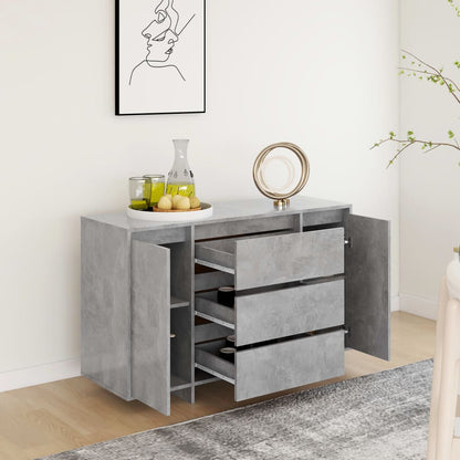 vidaXL Buffet à 3 tiroirs Gris béton 120x41x75 cm Bois d'ingénierie