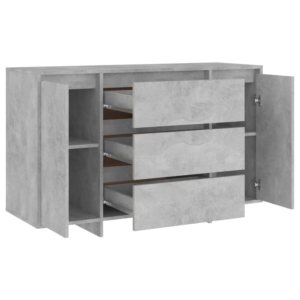 vidaXL Buffet à 3 tiroirs Gris béton 120x41x75 cm Bois d'ingénierie