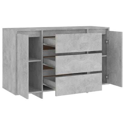 vidaXL Buffet à 3 tiroirs Gris béton 120x41x75 cm Bois d'ingénierie