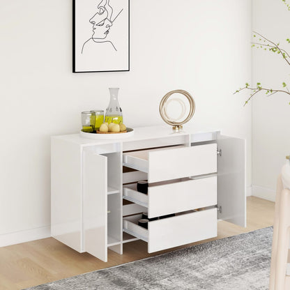 vidaXL Buffet 3 tiroirs Blanc brillant 120x41x75 cm Bois d'ingénierie