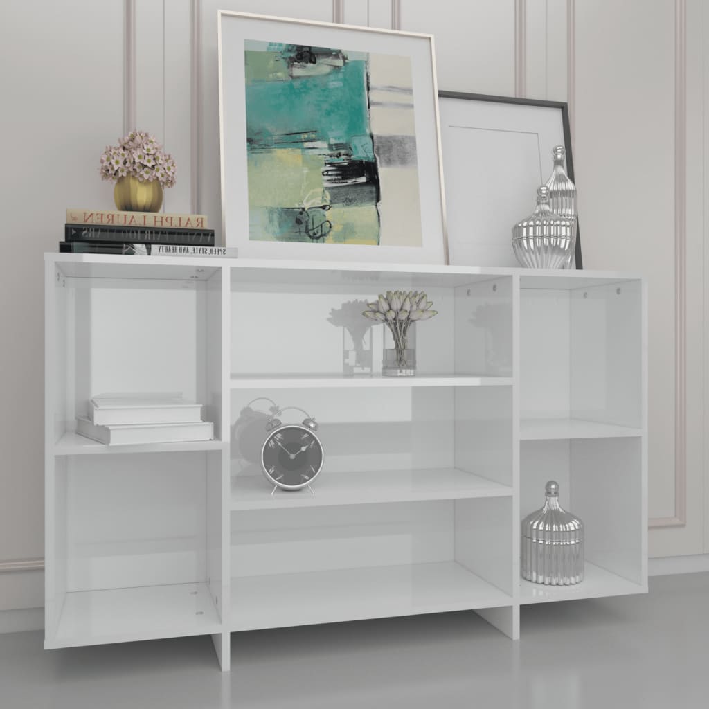 vidaXL Buffet haut brillant blanc 120x30x75 cm Bois d'ingénierie