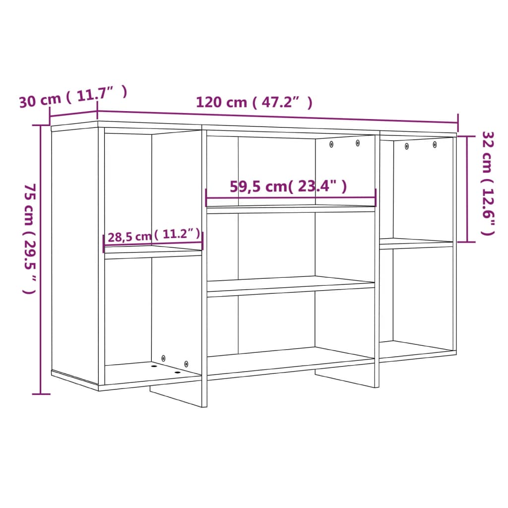 vidaXL Buffet haut brillant blanc 120x30x75 cm Bois d'ingénierie