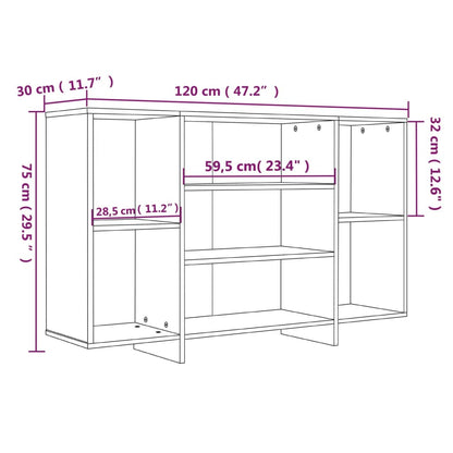 vidaXL Buffet haut brillant blanc 120x30x75 cm Bois d'ingénierie