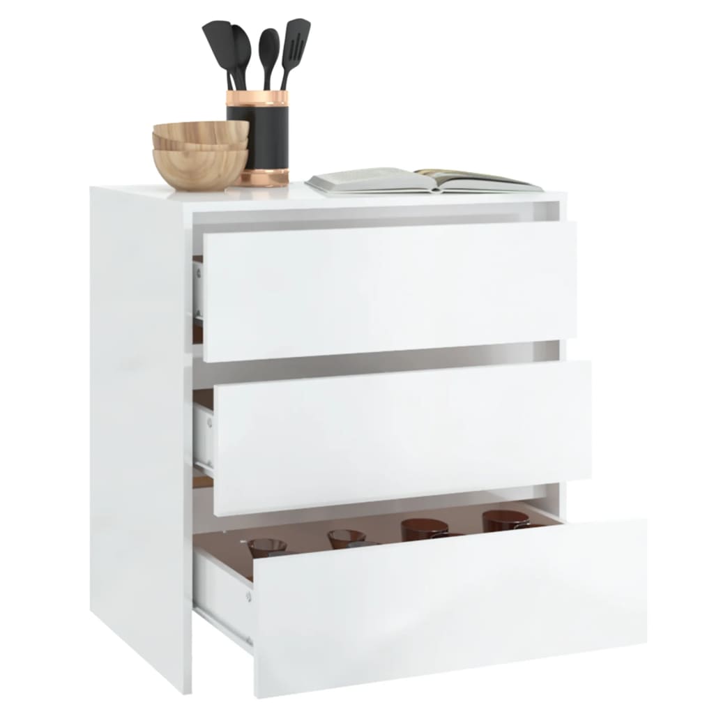 vidaXL Buffet blanc brillant 70x41x75 cm Bois d'ingénierie