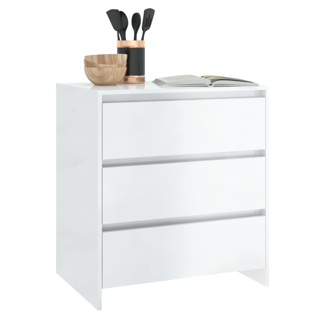 vidaXL Buffet blanc brillant 70x41x75 cm Bois d'ingénierie