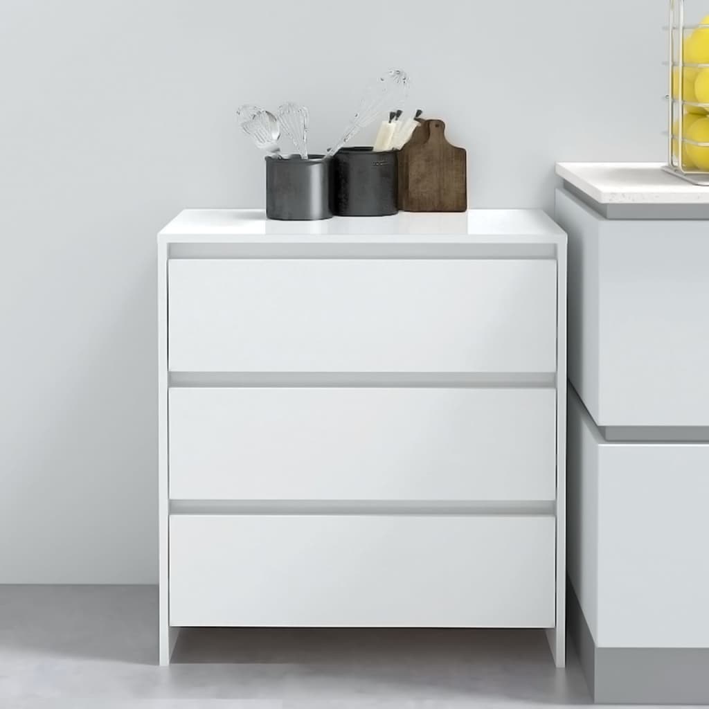 vidaXL Buffet blanc brillant 70x41x75 cm Bois d'ingénierie