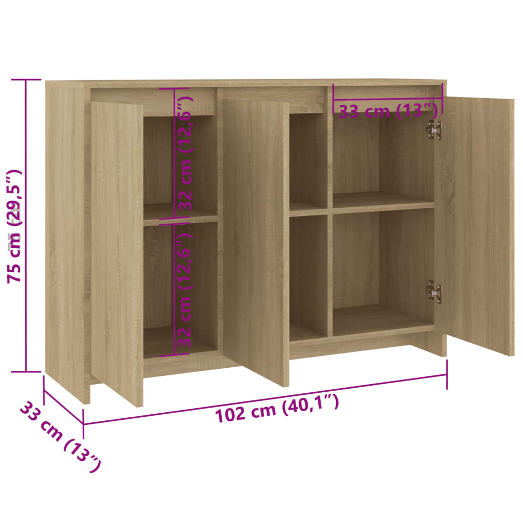 vidaXL Buffet Chêne Sonoma 102x33x75 cm Bois d'ingénierie