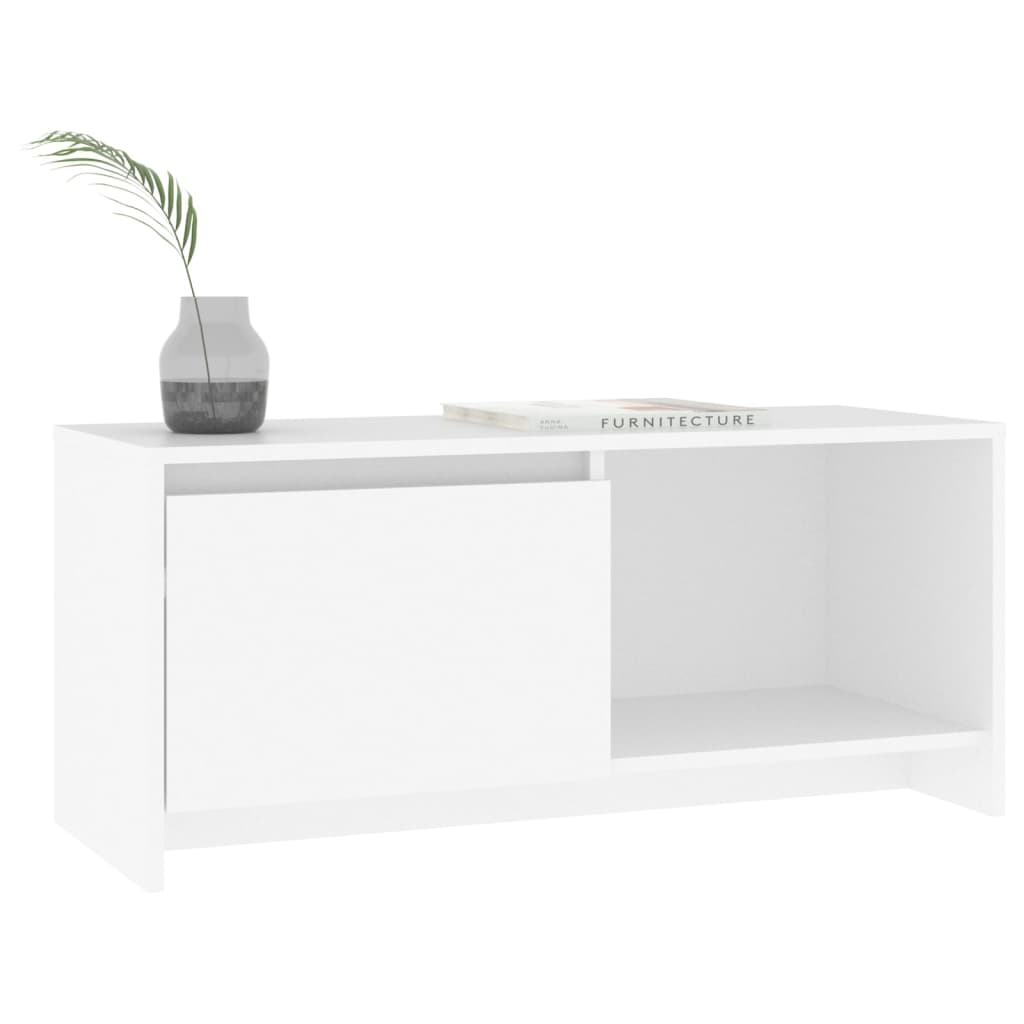 vidaXL Meuble TV blanc 90x35x40 cm en bois d'ingénierie