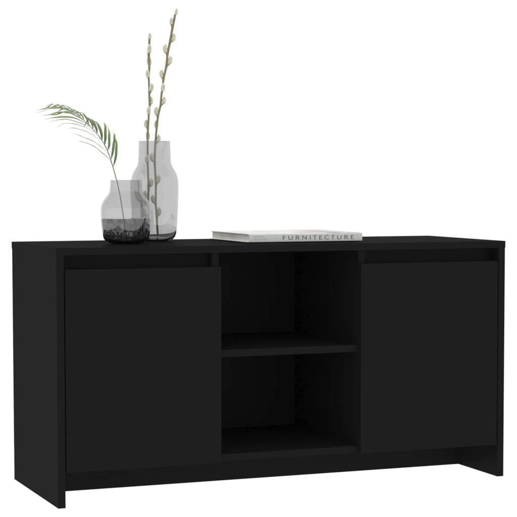 vidaXL Meuble TV Noir 102x37,5x52,5 cm Bois d'ingénierie