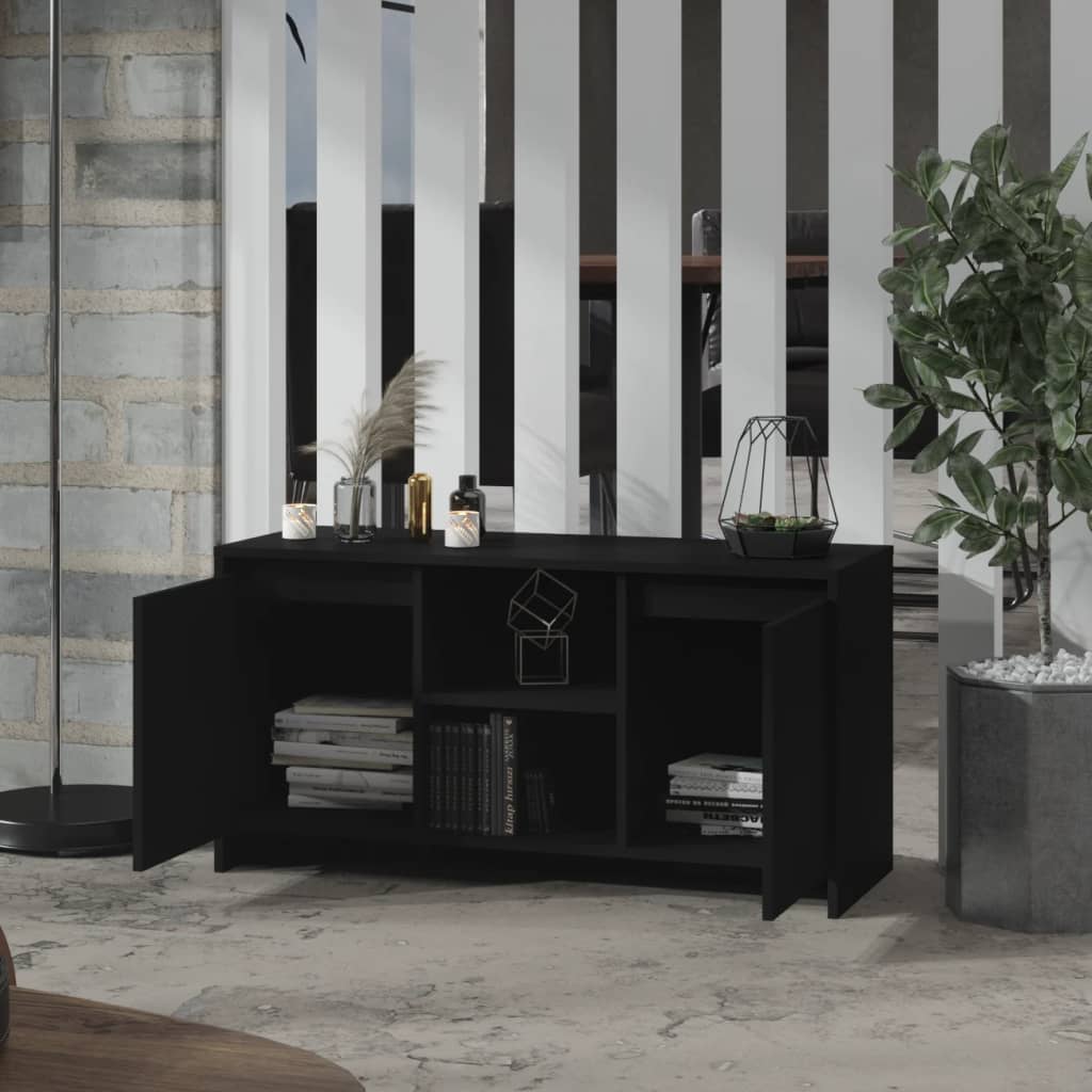 vidaXL Meuble TV Noir 102x37,5x52,5 cm Bois d'ingénierie