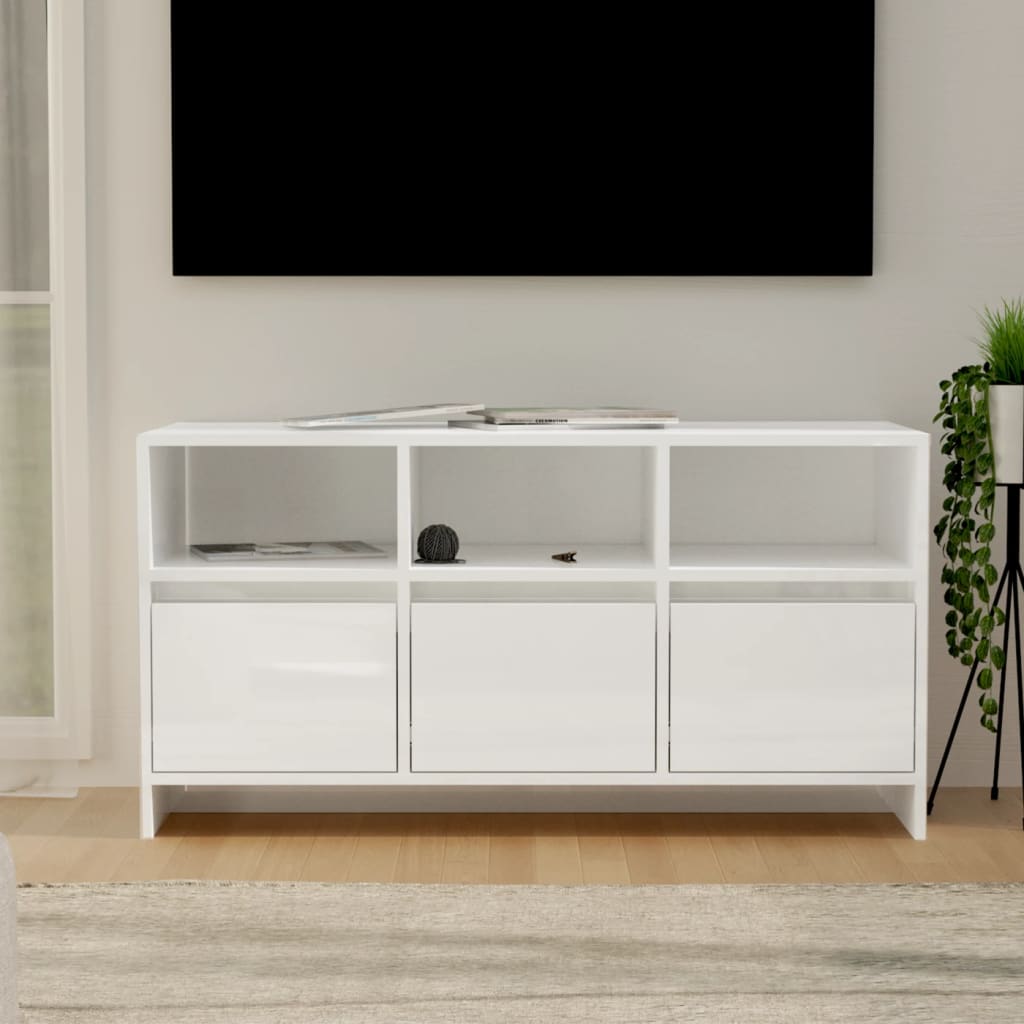 vidaXL TV-Schrank Hochglanz-Weiß 102x37,5x52,5 cm Holzwerkstoff