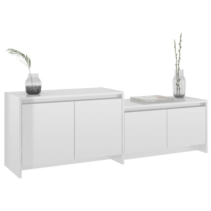 Meuble TV vidaXL blanc brillant 146,5x35x50 cm en bois d'ingénierie