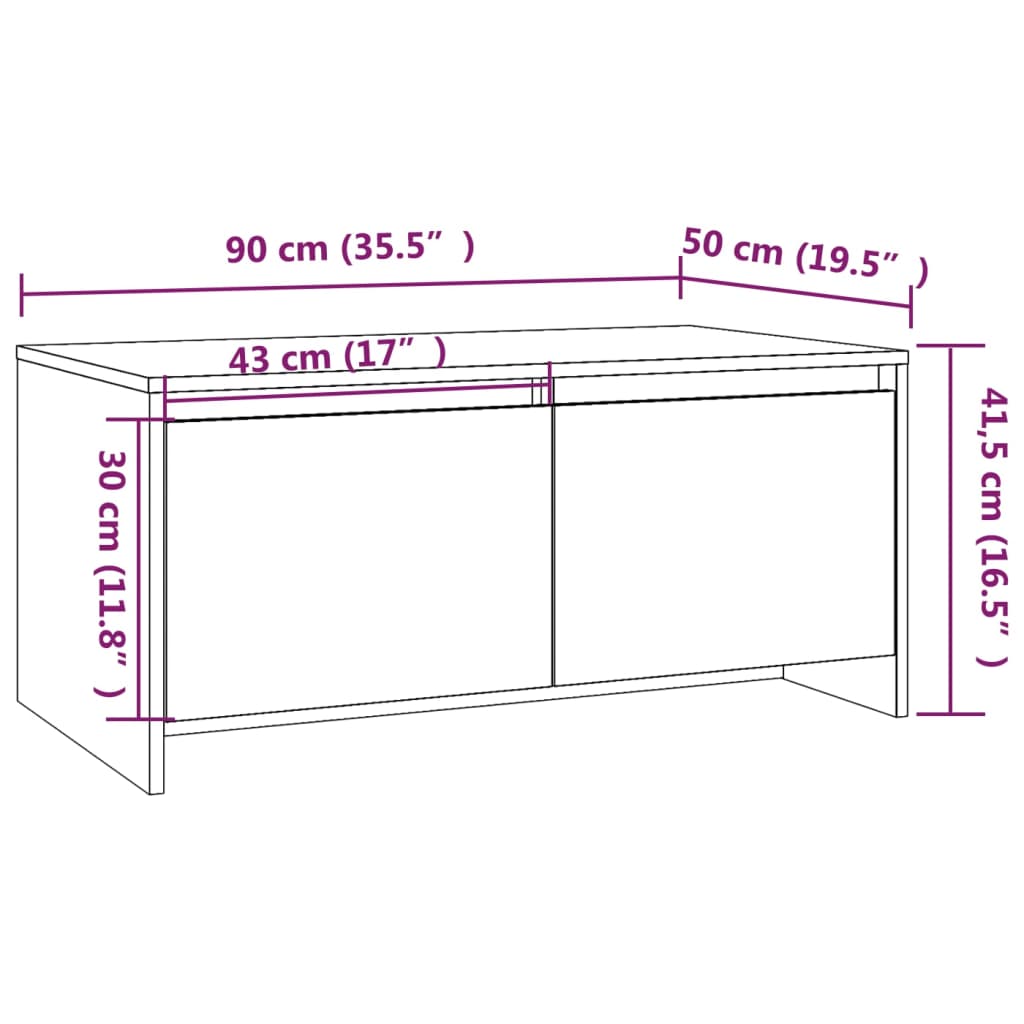 vidaXL Couchtisch Schwarz 90x50x41,5 cm Holzwerkstoff
