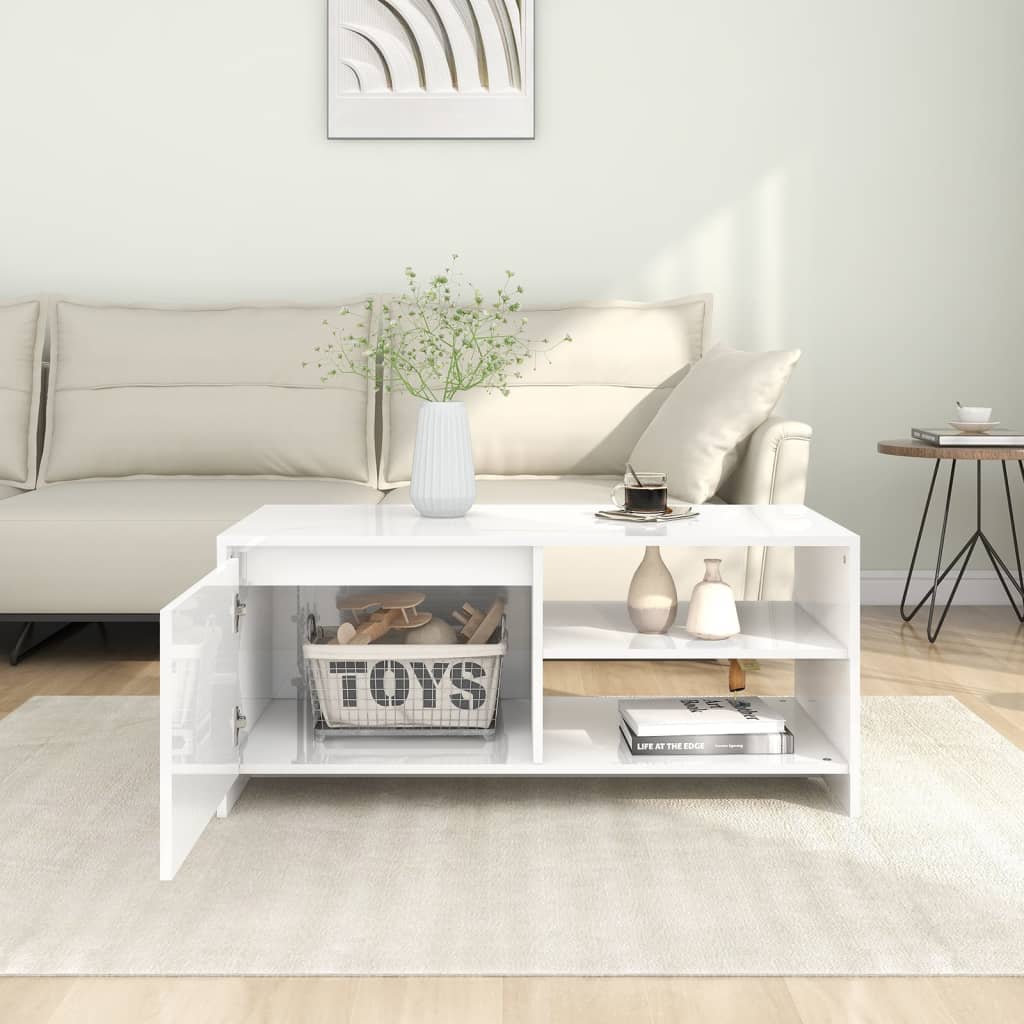 vidaXL Couchtisch Hochglanz-Weiß 102x50x45 cm Holzwerkstoff