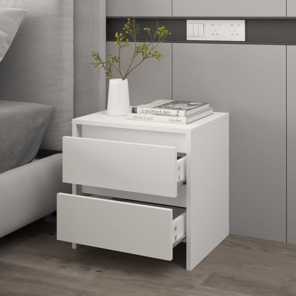 vidaXL Table de chevet blanc 45x34,5x44,5 cm Bois d'ingénierie