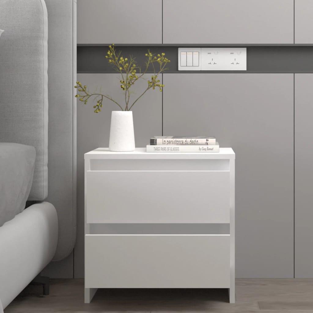 vidaXL Table de chevet blanc 45x34,5x44,5 cm Bois d'ingénierie