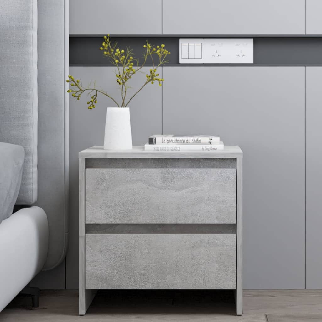 vidaXL Table de chevet gris béton 45x34,5x44,5 cm Bois d'ingénierie
