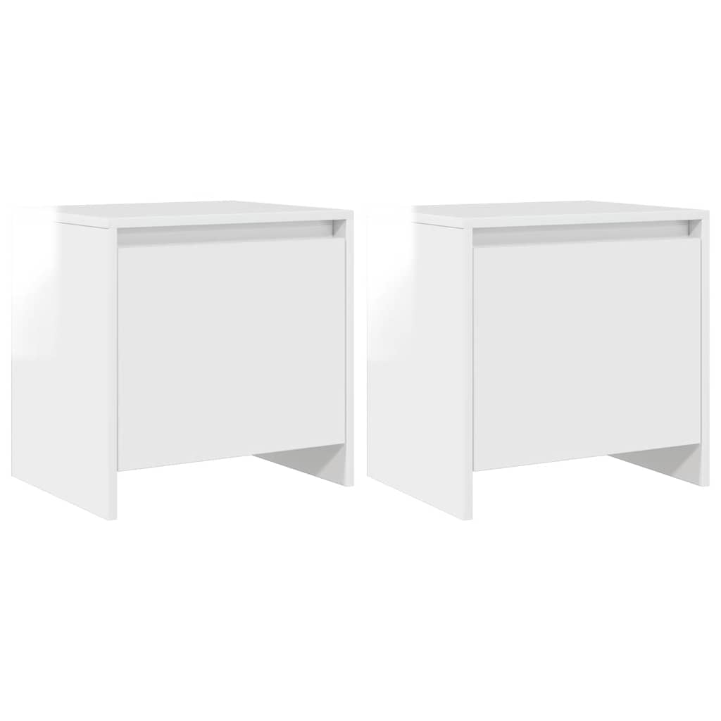 vidaXL Nachttische 2 Stk. Hochglanz-Weiß 45x34x44,5 cm Holzwerkstoff