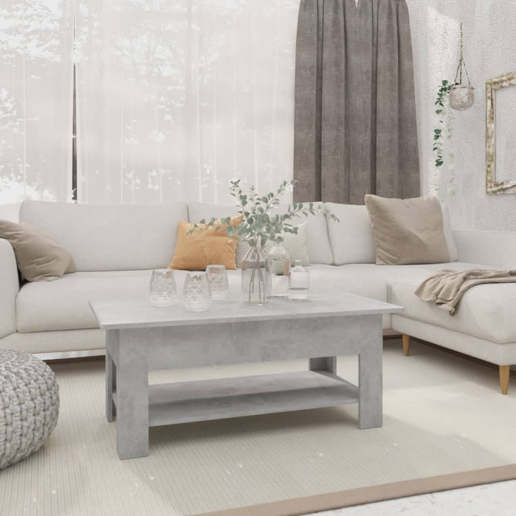 vidaXL Table basse gris béton 102x55x42 cm Bois d'ingénierie