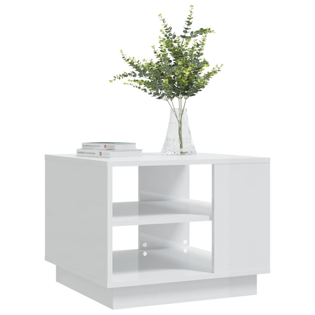 vidaXL Couchtisch Hochglanz-Weiß 55x55x43 cm Holzwerkstoff