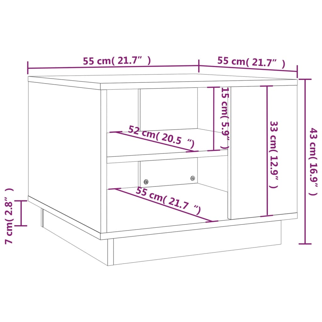 vidaXL Couchtisch Hochglanz-Weiß 55x55x43 cm Holzwerkstoff