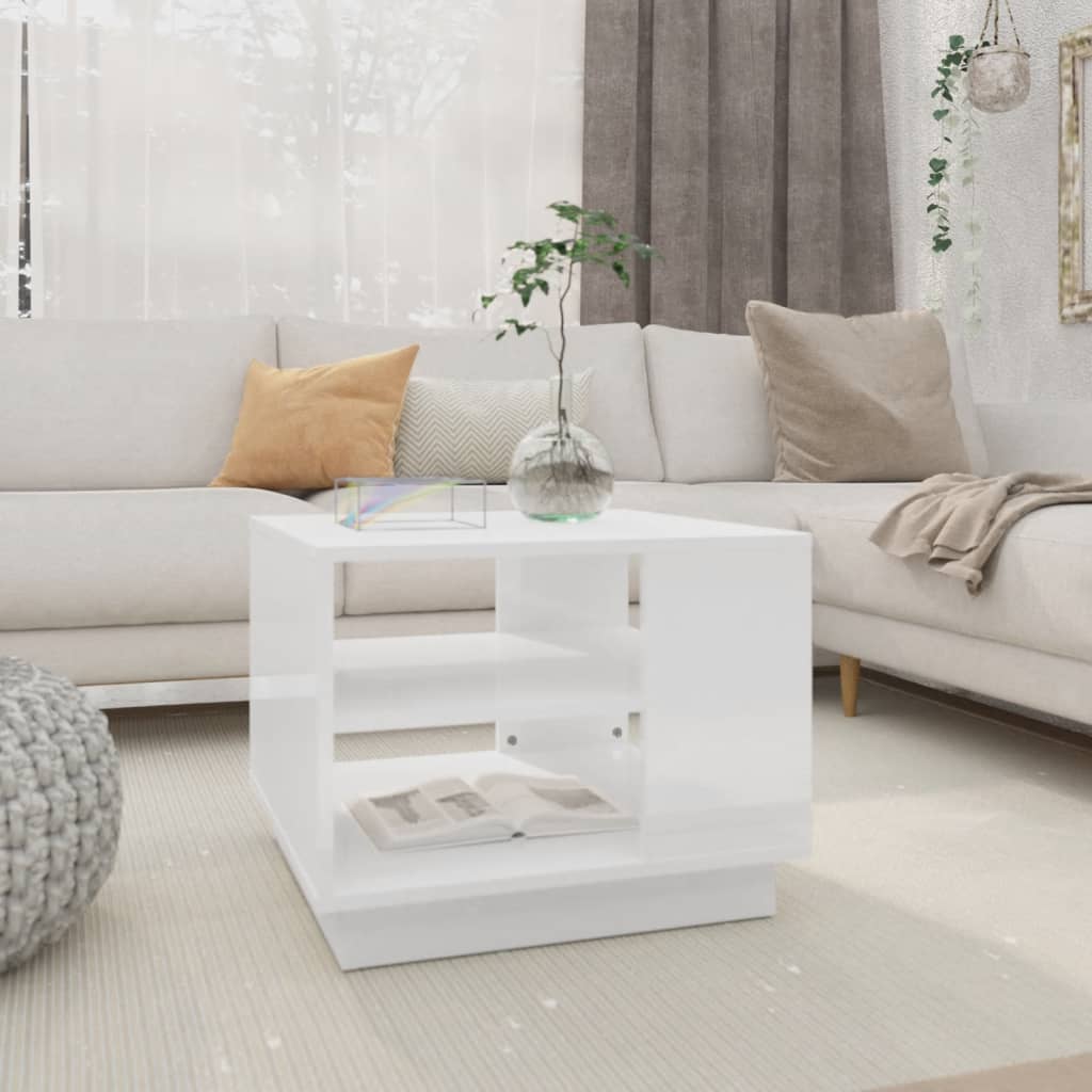 vidaXL Couchtisch Hochglanz-Weiß 55x55x43 cm Holzwerkstoff