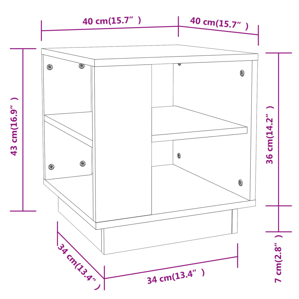 vidaXL Couchtisch Sonoma-Eiche 40x40x43 cm Holzwerkstoff