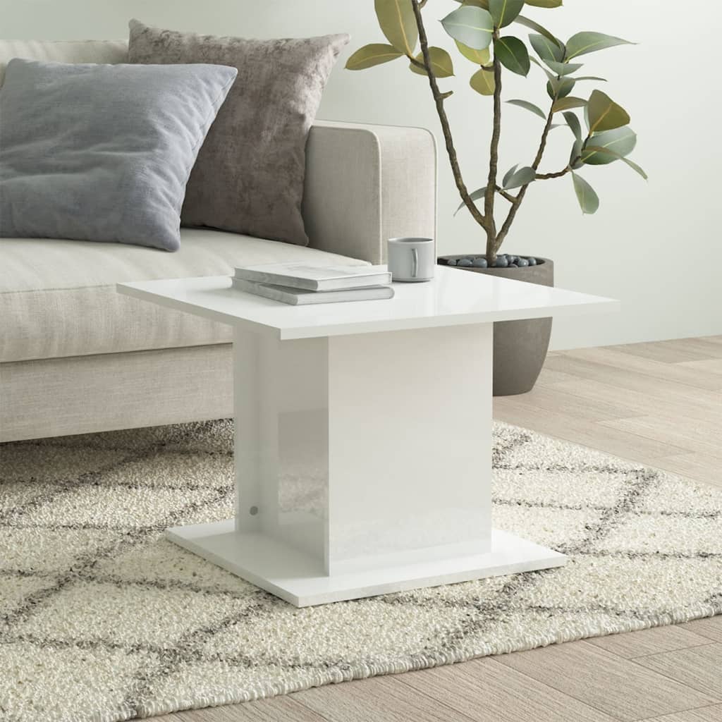 vidaXL Table basse blanc brillant 55,5x55,5x40 cm Bois d'ingénierie