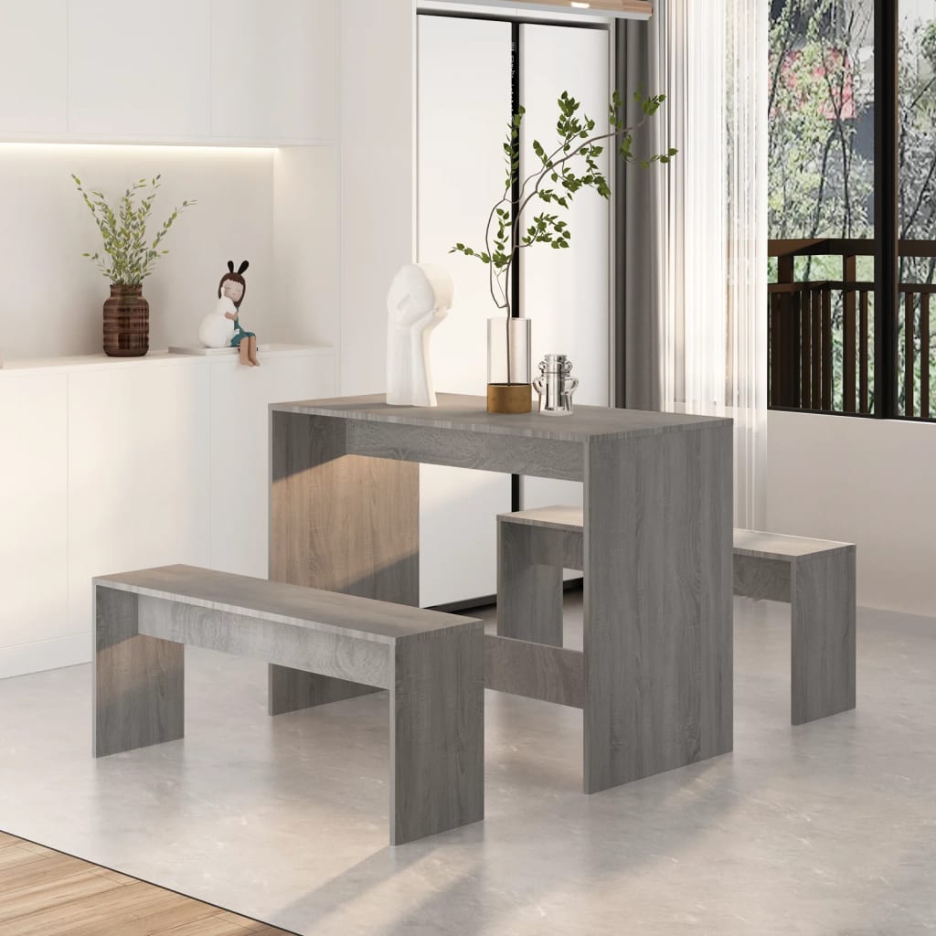 vidaXL Ensemble de salle à manger 3 pcs Gris Chêne Sonoma Bois d'ingénierie