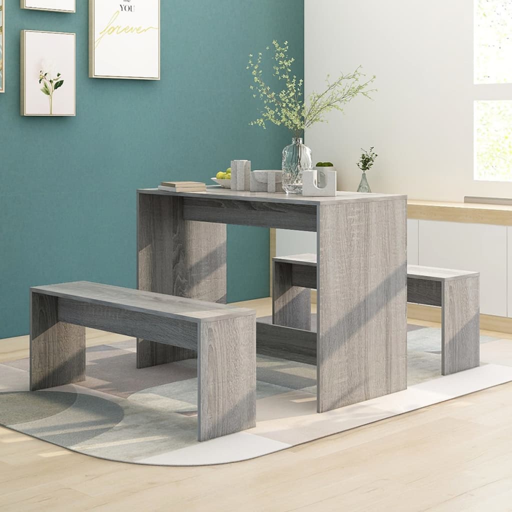 vidaXL Ensemble de salle à manger 3 pcs Gris Chêne Sonoma Bois d'ingénierie