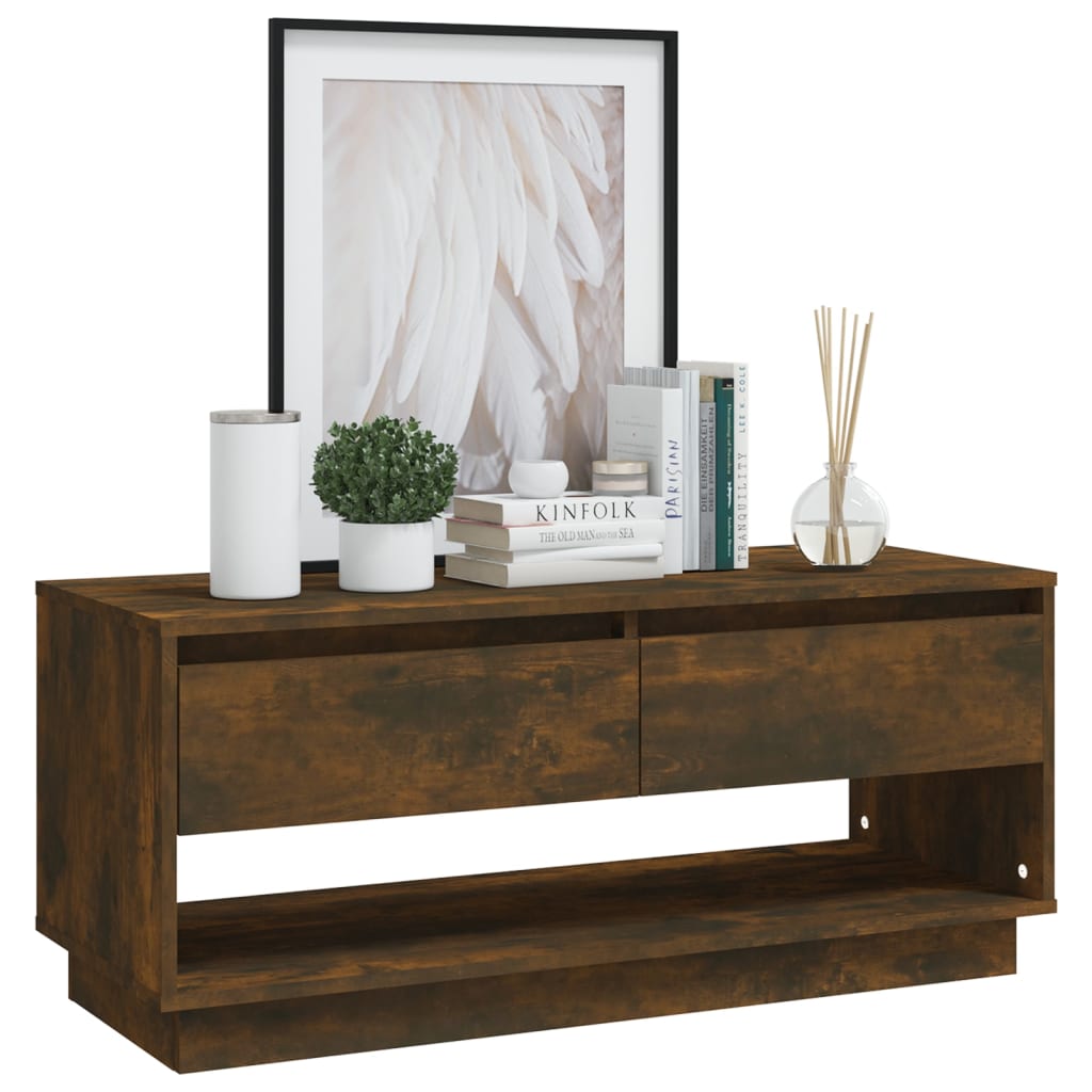 vidaXL Meuble TV chêne fumé 102x41x44 cm bois d'ingénierie