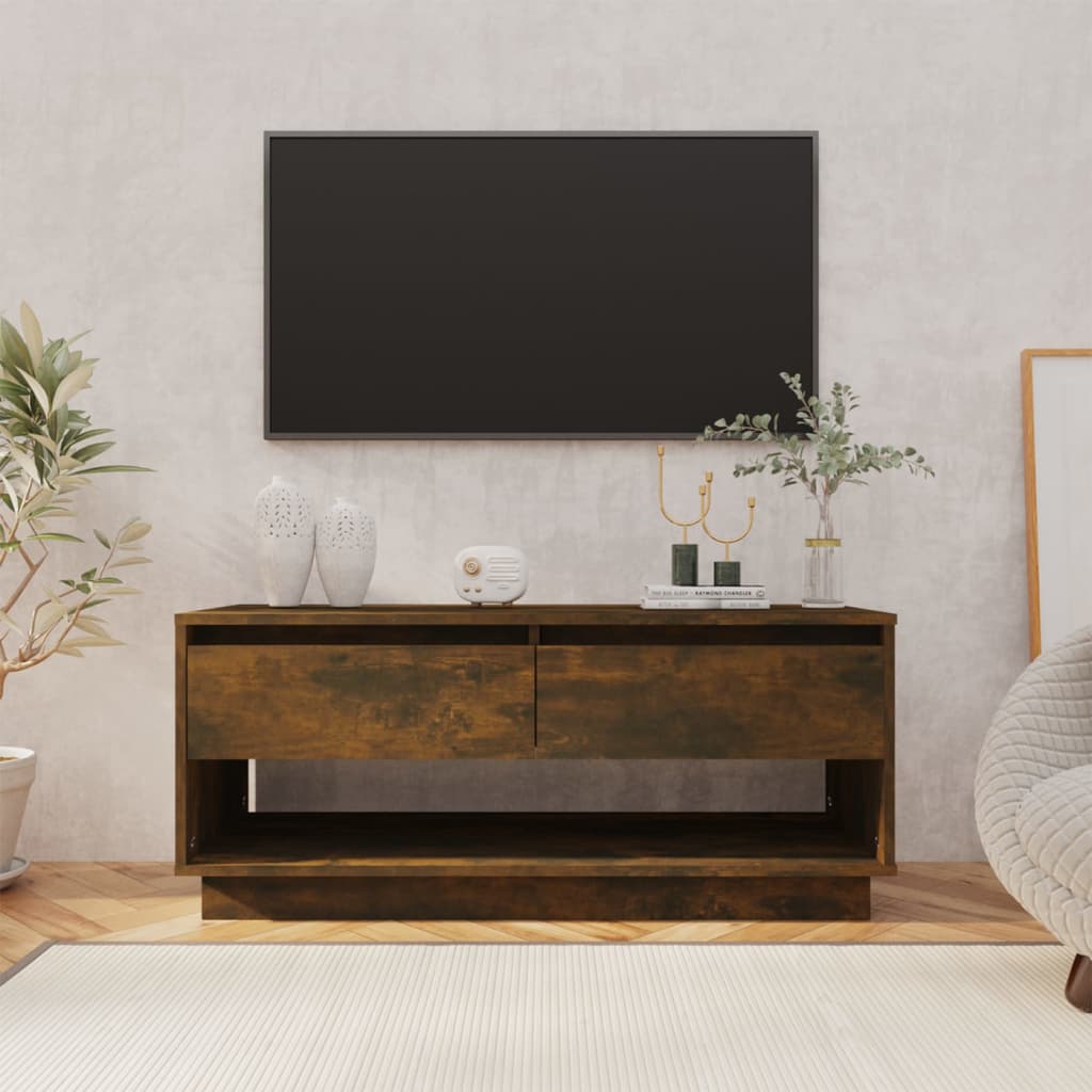 vidaXL Meuble TV chêne fumé 102x41x44 cm bois d'ingénierie