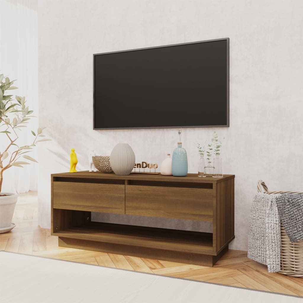 vidaXL Meuble TV marron aspect chêne 102x41x44 cm en bois d'ingénierie