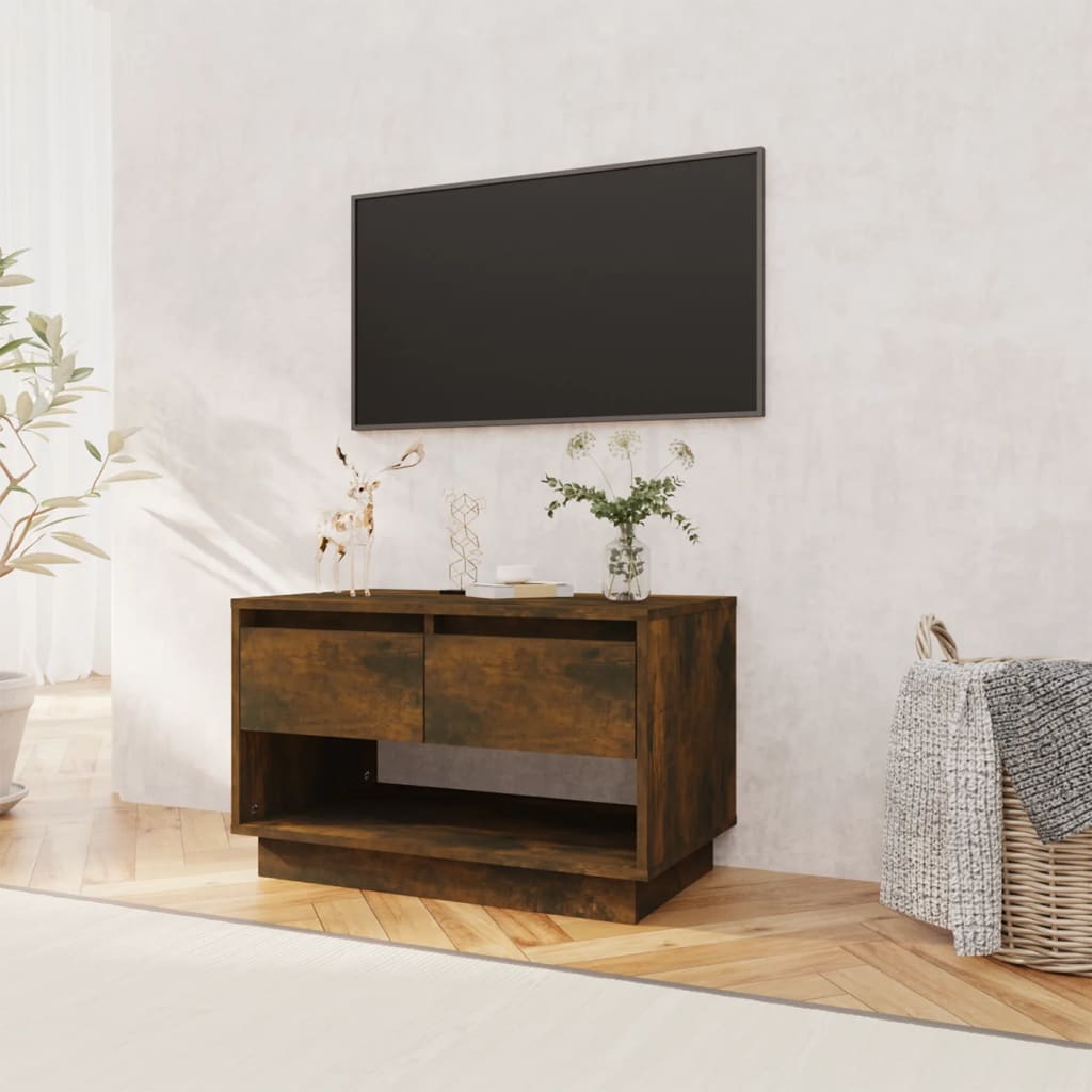 vidaXL Meuble TV chêne fumé 70x41x44 cm en bois d'ingénierie