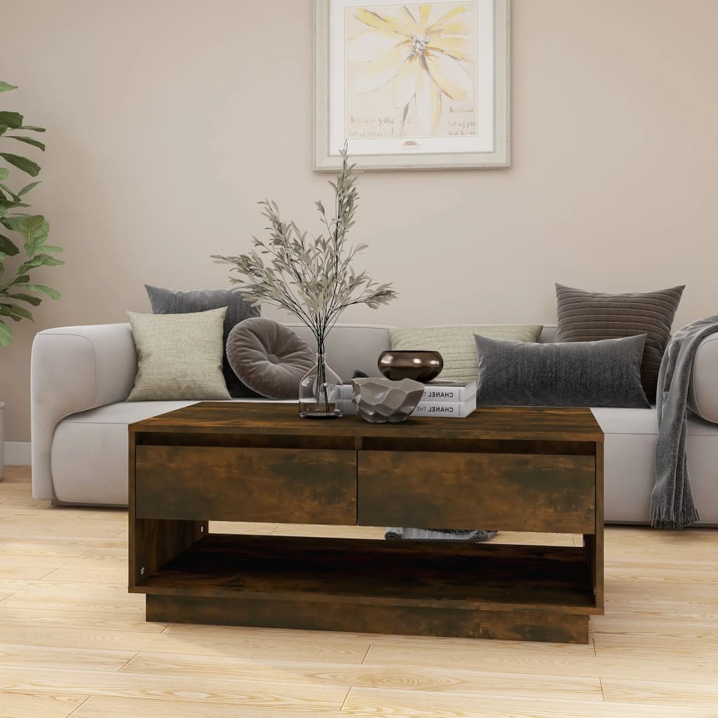 vidaXL Couchtisch Räuchereiche 102,5x55x44 cm Holzwerkstoff