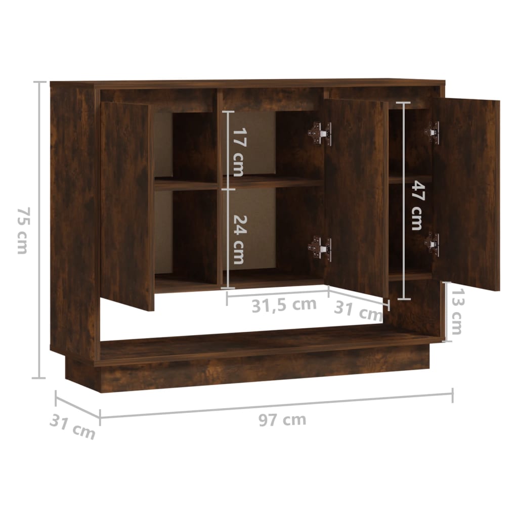 vidaXL Sideboard Räuchereiche 97x31x75 cm Holzwerkstoff