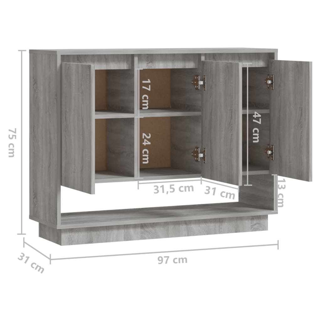 vidaXL Commode grise Sonoma 97x31x75 cm en bois d'ingénierie