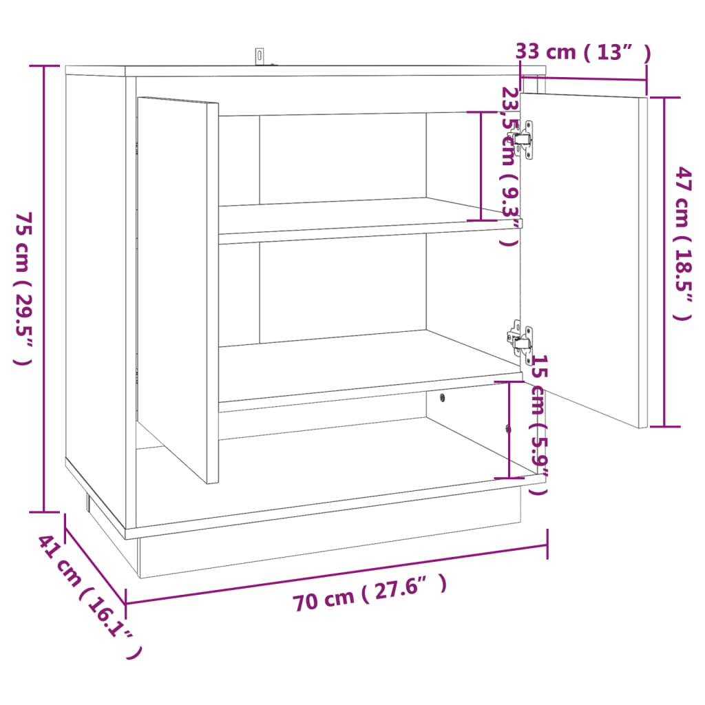 vidaXL Buffet gris et sonoma 70x41x75 cm en bois d'ingénierie