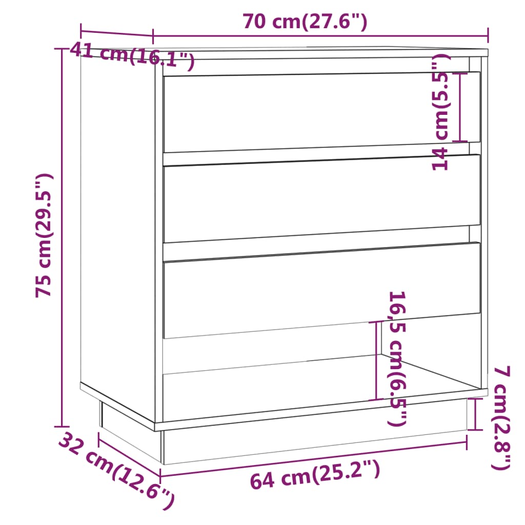 vidaXL Sideboard Grau Sonoma 70x41x75 cm Holzwerkstoff