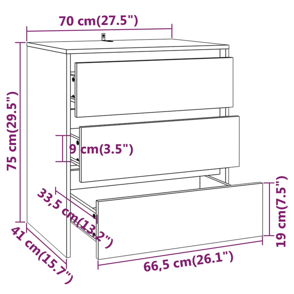 vidaXL Buffet marron aspect chêne 70x41x75 cm en bois d'ingénierie