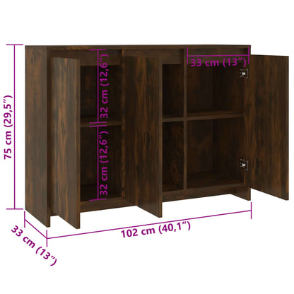 vidaXL Buffet chêne fumé 102x33x75 cm Bois d'ingénierie