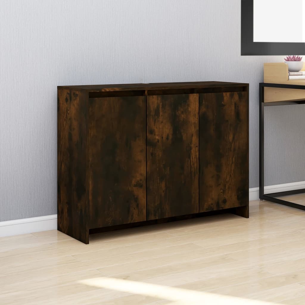 vidaXL Buffet chêne fumé 102x33x75 cm Bois d'ingénierie