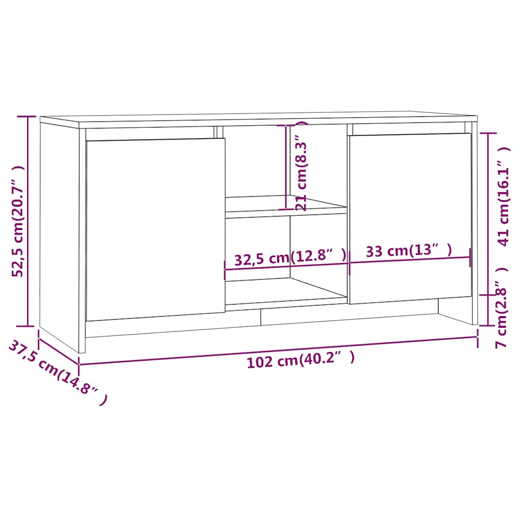 TV-Schrank Räuchereiche 102x37,5x52,5 cm Holzwerkstoff