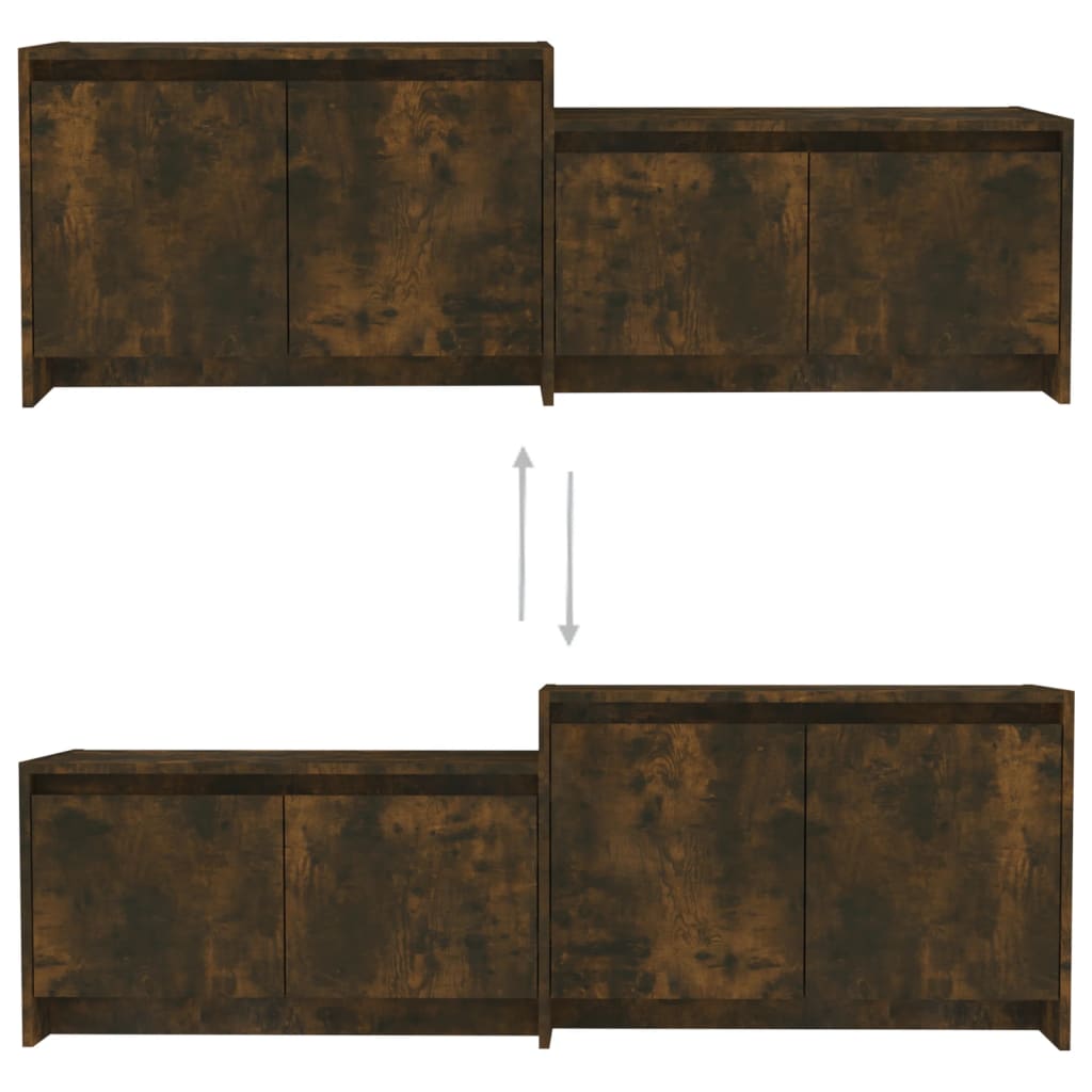 vidaXL Meuble TV chêne fumé 146,5x35x50 cm Aggloméré