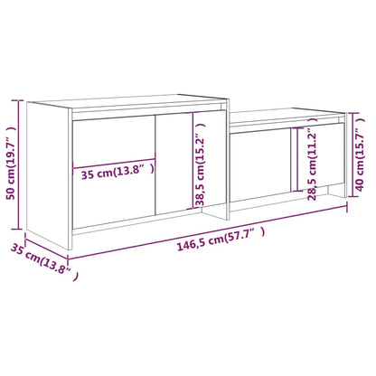 vidaXL Meuble TV chêne fumé 146,5x35x50 cm Aggloméré