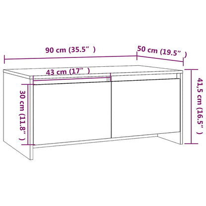 vidaXL Couchtisch Grau Sonoma 90x50x41,5 cm Holzwerkstoff