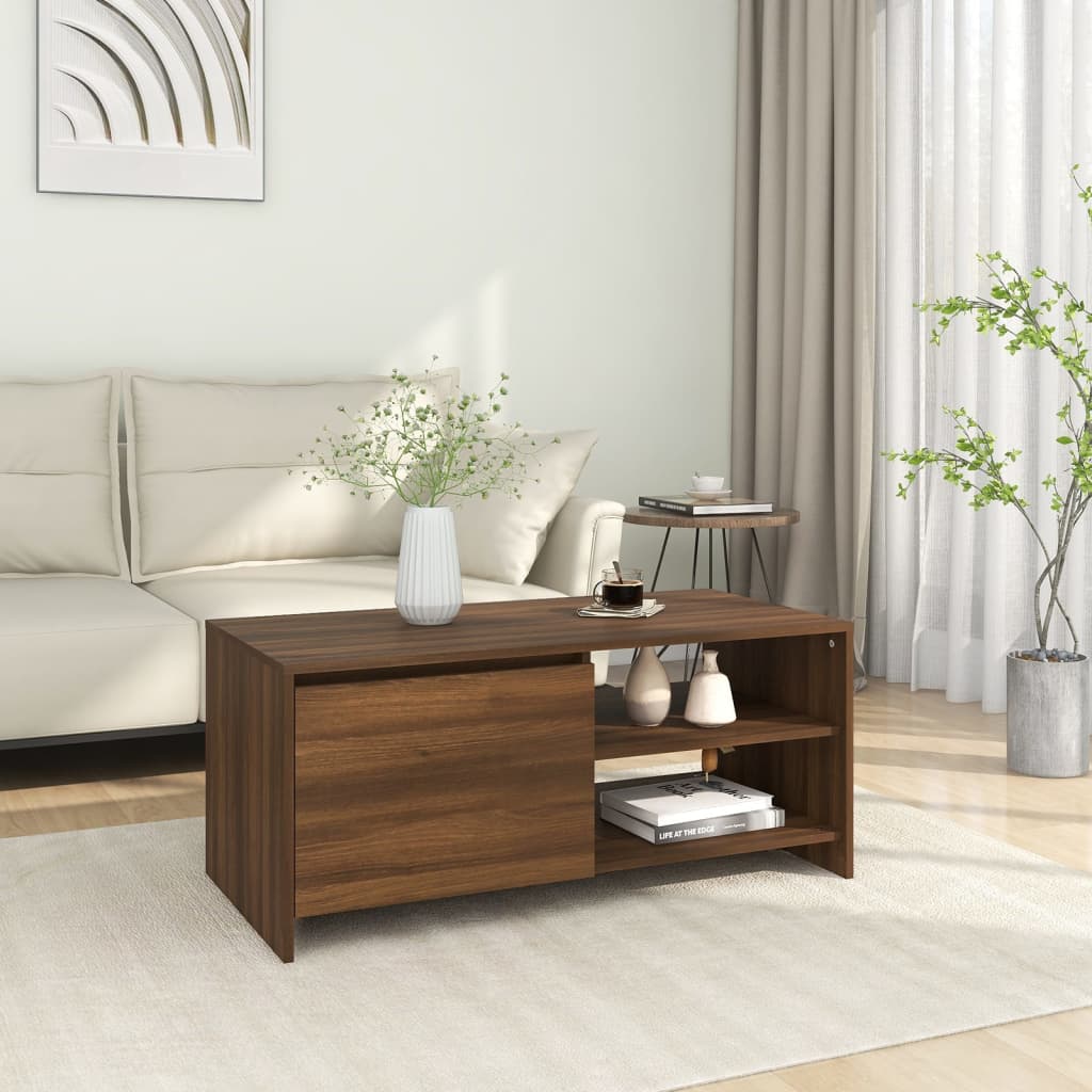 vidaXL Table basse marron aspect chêne 102x50x45 cm Aggloméré