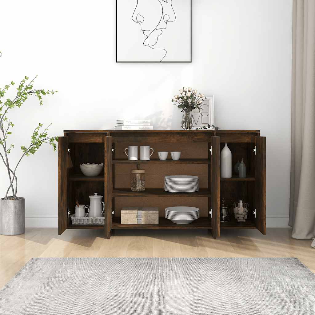 vidaXL Buffet chêne fumé 135x41x75 cm en bois d'ingénierie