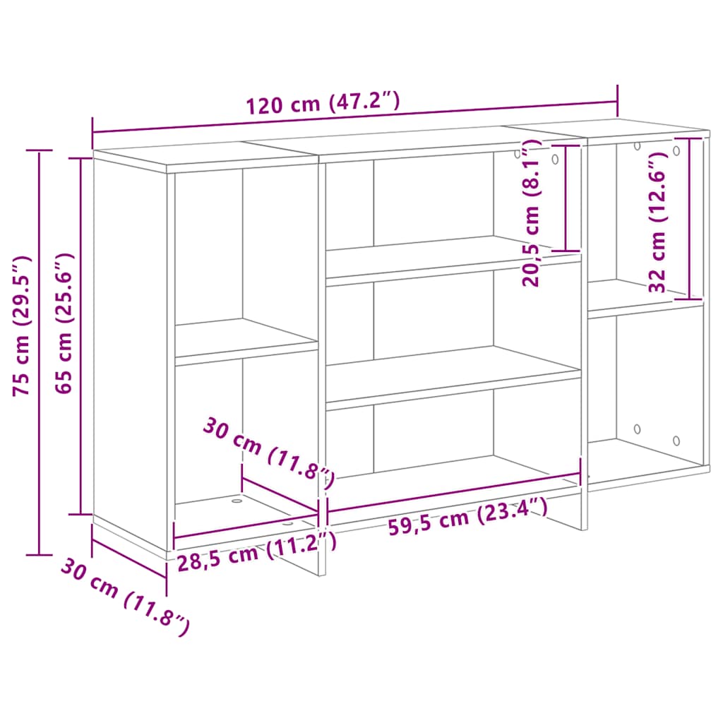 vidaXL Commode grise Sonoma 120x30x75 cm Aggloméré
