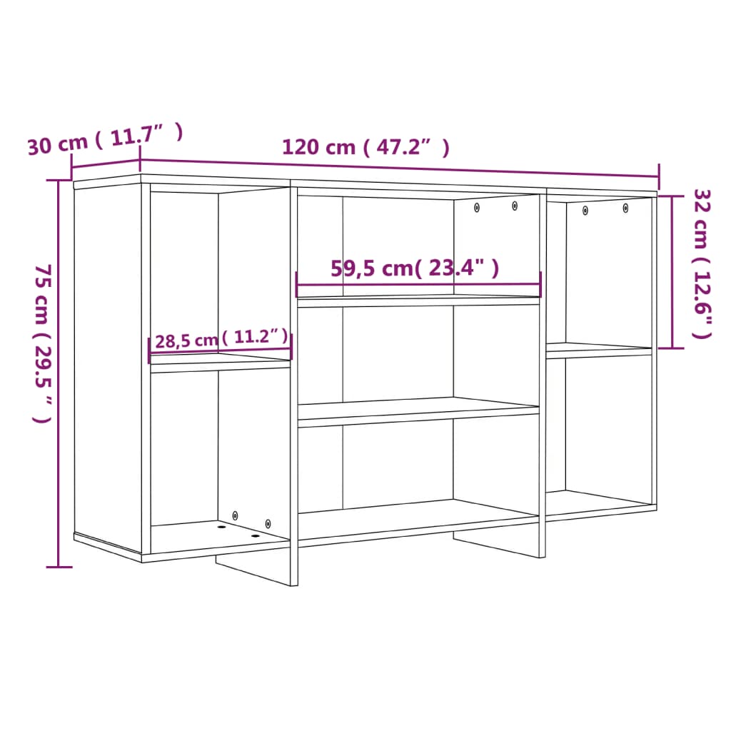 vidaXL Buffet marron aspect chêne 120x30x75 cm Bois d'ingénierie